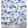 thumbnail image 1 of Soimoi Cotton Jersey Fabric Leaves & Camellias Floral Print Sewing Fabric Yard 58 Inch Wide, 1 of 3