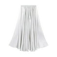 thumbnail image 4 of Alvivi Women Elastic Waistband Ruffle Maxi Skirt Swing A-line Pleated Skirts Casual Skater Silver 80cm, 4 of 7