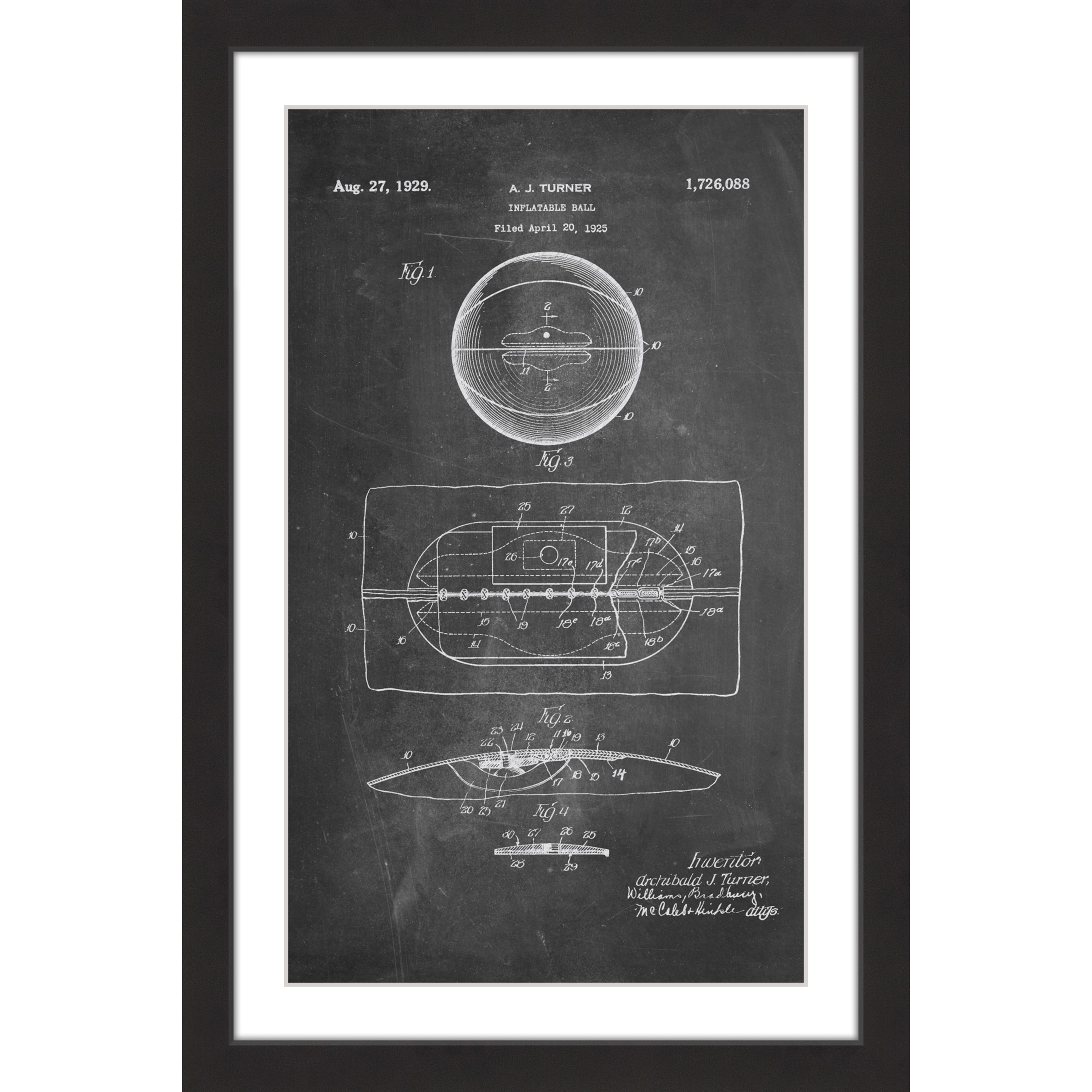 "Basketball 1925 Chalk" Framed Painting Print
