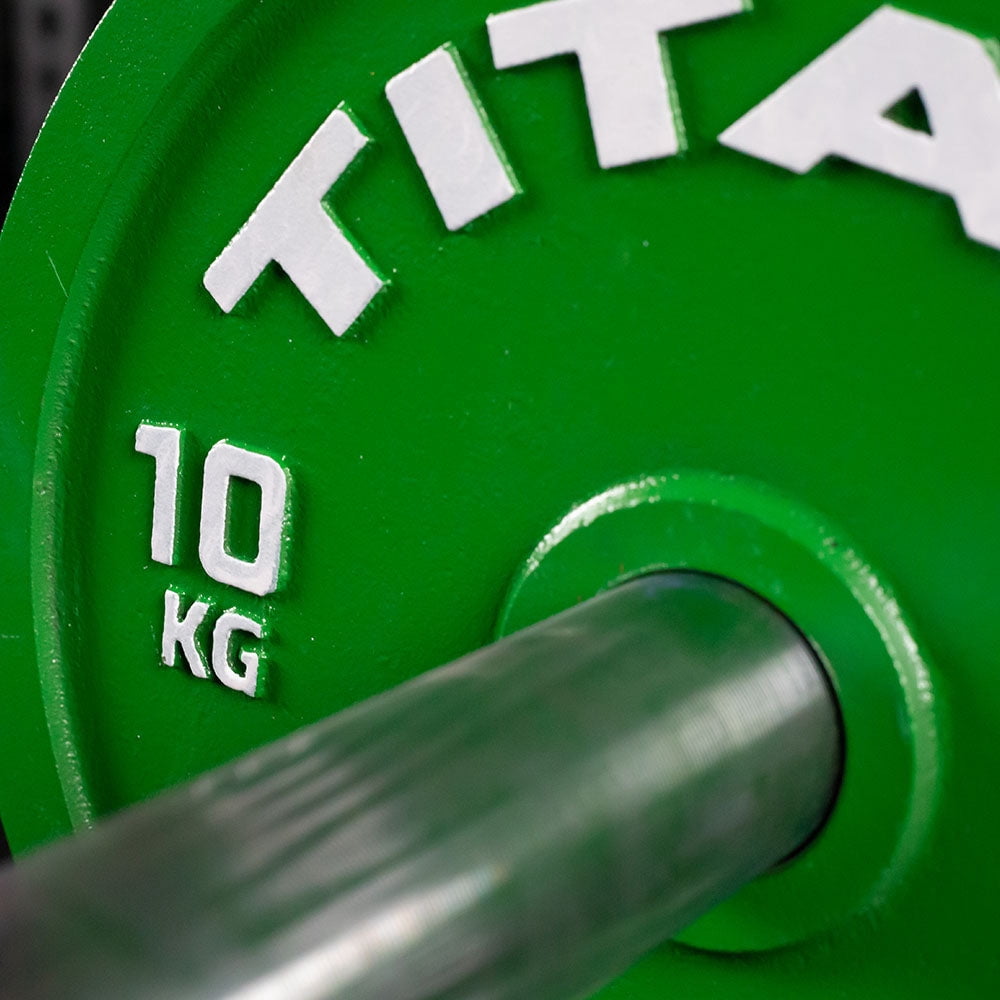 Titan Fitness 10 KG Olympic Calibrated Steel Powerlifting Plate, Machine Precision Steel Discs, Sold Individually