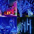 thumbnail image 3 of Solar Meteor Shower Rain Lights Outdoor, Waterproof Meteor Lights 8 Tubes 144 LED, Falling Raindrop Fairy String Lights for Tree Holiday Porch Yard Patio Roof Party Christmas Decoration ,Blue, 3 of 15