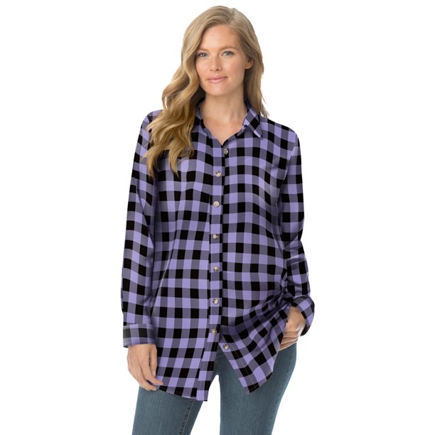 Woman Within Women's Plus Size Classic Flannel Shirt Shirt - Walmart.com