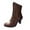 Brown, variant on Fesfesfes Womens Work Boots Solid Bandage Boots Round Toe Booties Midheel Boots Shoes 6(37)