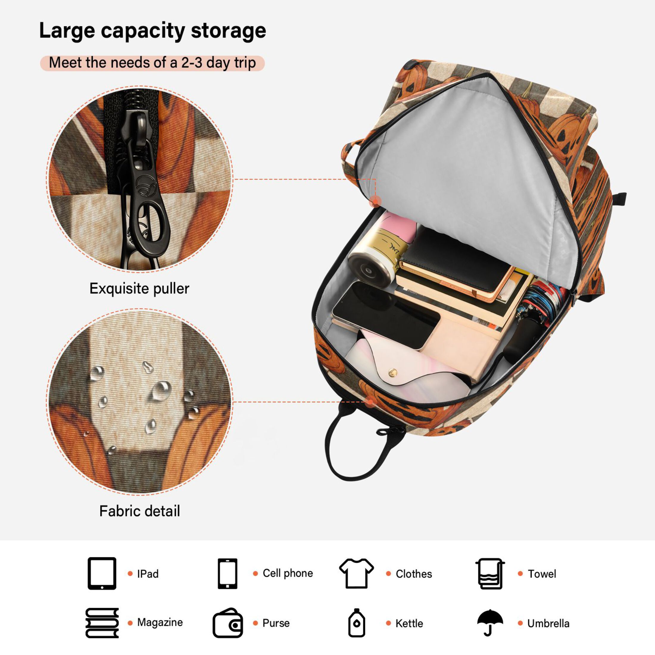 2 Racquet Holder Tennis Backpack Tennis Racket Covers Gym Bags Striped Wicked Pumpkins