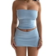 thumbnail image 5 of Joernso Women's Two Piece Skirt Set Strapless Bandeau Tube Crop Top And Bodycon Mini Skirt Set Summer Club Outfit, 5 of 8