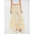 thumbnail image 5 of High-Waist Wide-Leg Linen Trousers with Tassel-Hem, 5 of 5