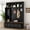 Black, variant on DHARA 78''H Entryway Hall Tree with Shoe Bench, Coat Hooks, Cubbies and Drawer Storage, Navy Blue