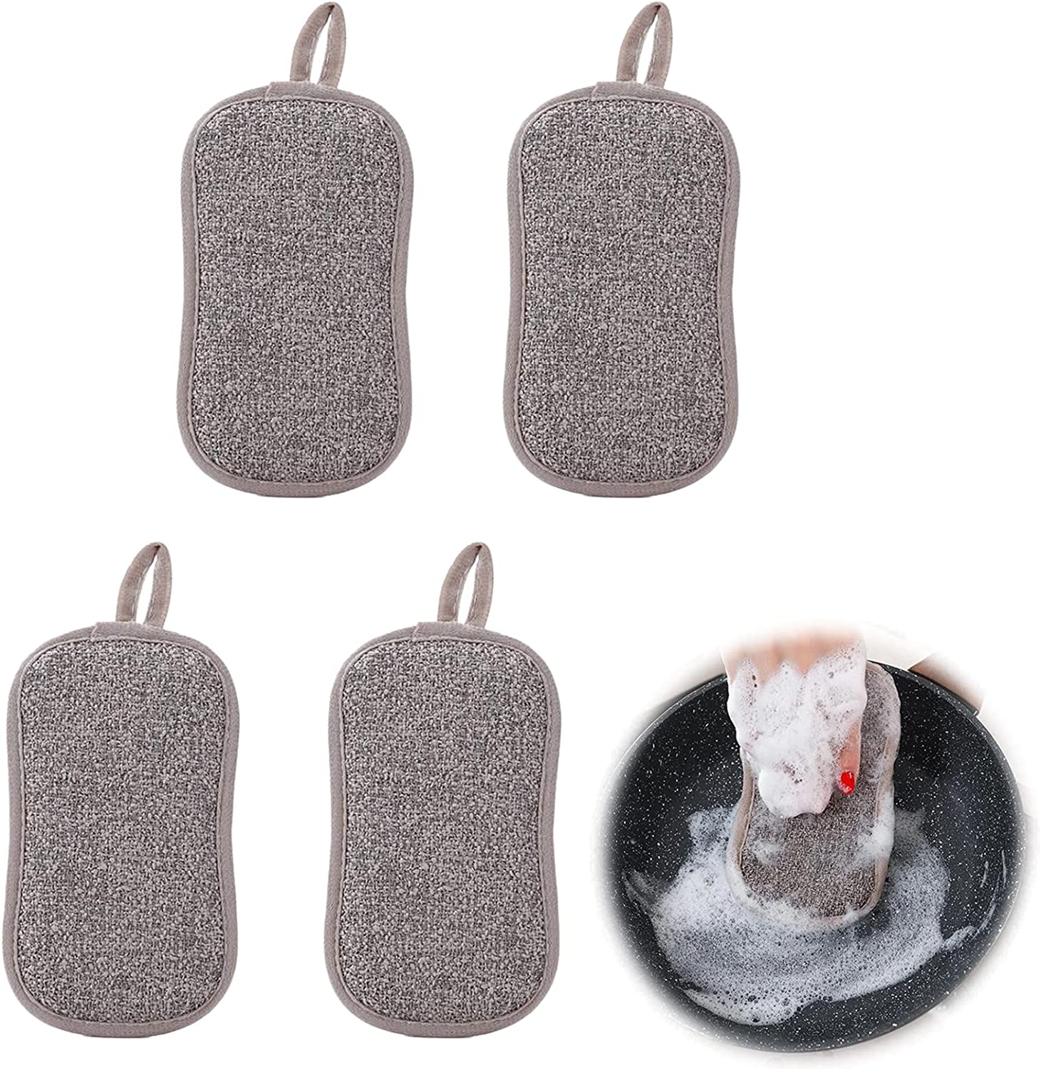 5 reusable washable sponges, ecofriendly microfiber sponge tableware