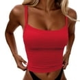 thumbnail image 2 of Women'S Tanks Camis Women'S Sexy Slim Fit Cropped Camisole Tank Top Stretchy Sleeveless V Neck Summer Casual T Shirt For Ladies Fashion Comfortable Red S, 2 of 6