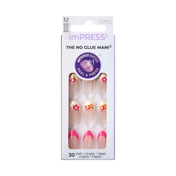 Impress Spring Press On Nails, No Glue Needed, Pink, Medium Almond, 30 Ct.