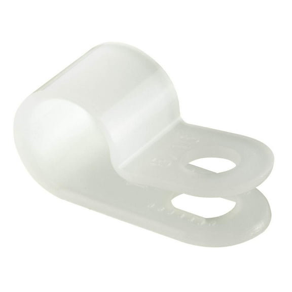White Nylon Plastic Cable Clamps, 5/16" Screw Mounts for Cable, Rope, Tube Management, 100 Pack