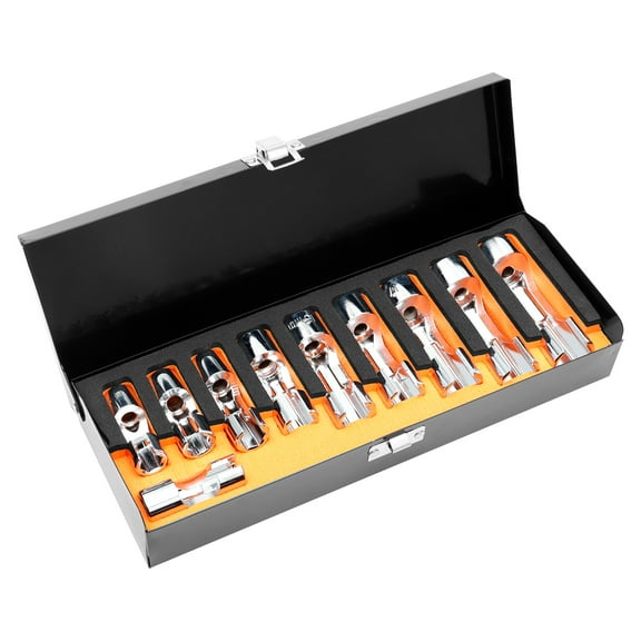 Sutowe 10Pcs 10-19mm 3/8" Drive Diesel Injector Fuel Line Socket Wrench Set Flare Nut Socket for Fastener on Bent Pipes Kit for Diesel Engine Repair
