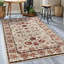 Luxe Weavers Floral Oriental Non-Shedding Area Rug 5x7 Cream