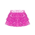 thumbnail image 6 of YiZYiF Kids Girls Sparkly Sequins Dance Skirt Tiered Ruffle Skorts Hip Hop Jazz Performance Costume Hot Pink 4, 6 of 7