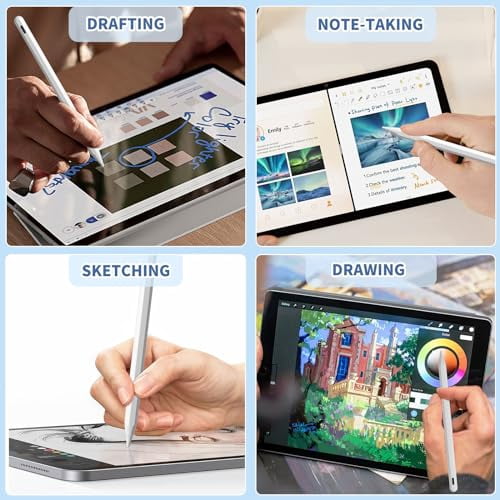 iPad Apple Pencil 9th&10th Generation,Fast Charge Stylus Pen for Palm Rejection and Tilt Sensitivity,Compatible with iPad Pro 11/12.9in,Mini 5/6,iPad 6/7/8/9/10,Air 3/4/5 (White)
