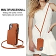 thumbnail image 5 of Wallet Case for Apple iPhone 16, with Crossbody Shoulder Strap & Hand Wrist Cards Holder Zipper Pocket Stand Feature Full Protective Shockpoof Phone Case for iPhone 16, Brown, 5 of 7