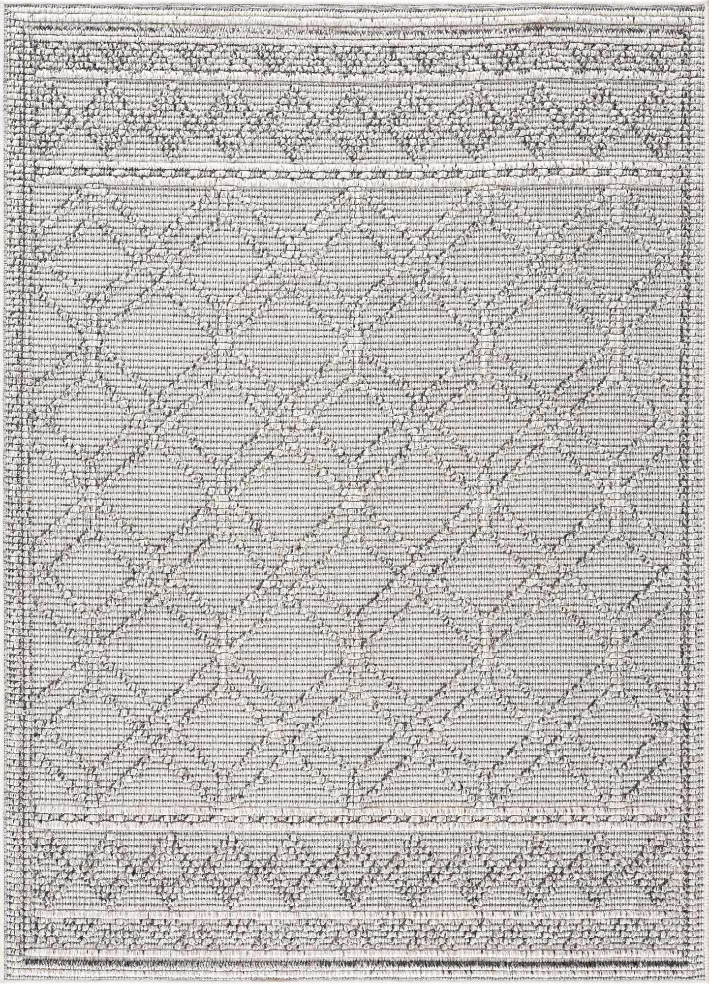 Hauteloom Siesta Outdoor Rug - Outside Porch Patio Area Rug Carpet - Waterproof Rug - Farmhouse - Dark Grey, Light Gray, Beige - 2' x 3'