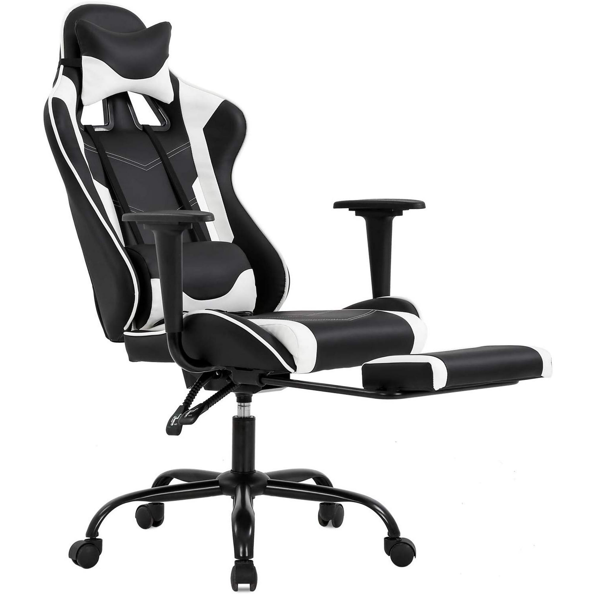 Ergonomic Office Chair Pc Gaming Chair Desk Chair Executive Pu Leather Computer Chair Lumbar Support With Footrest Modern Task Rolling Swivel Chair For Adults White Walmart Canada