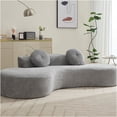 thumbnail image 6 of JERFIT Modern Curved Cloud Couch Sofa, 3-4 Seater Upholstered Sectional with Pillows, Anti-Wrinkle Point Corduroy, Gray, 6 of 10