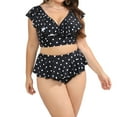 thumbnail image 3 of TaTaai 2026 New Women's Plus Size Polka Dot Bikini Set V Neck Ruffle Two Piece Swimwear Oversized Slimming Bathing Suit for Summer Pool Party Gift, 3 of 7