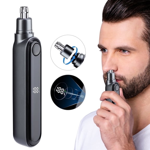 Ear and Nose Hair Trimmer Clipper for Men Women, 500mAh Electric Nose Ear Hair Remover,Rechargeable Trimmer with IPX7 Waterproof,Electric Nostril Nasal Hair Clippers Trimmers Remover Wet/Dry Black