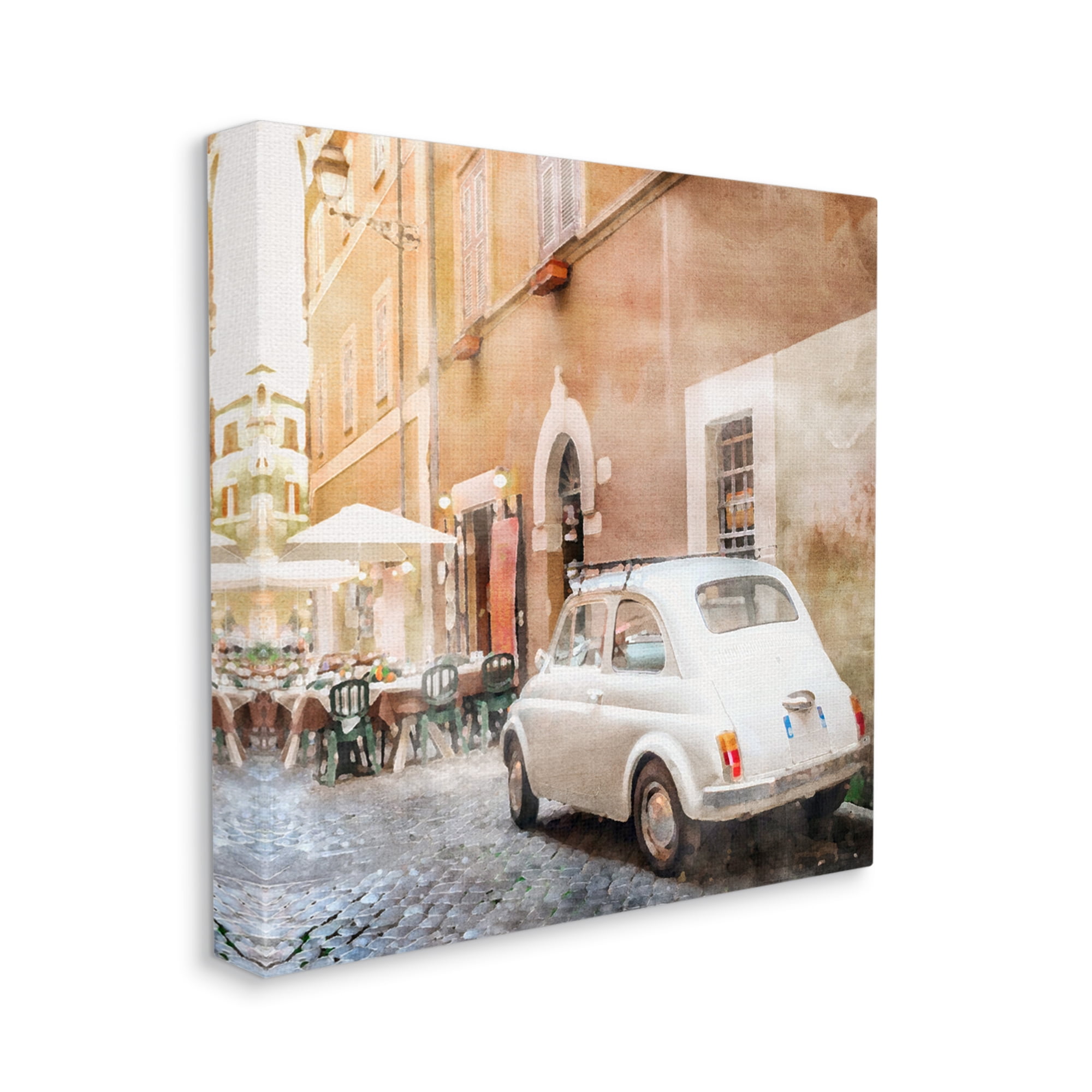 Stupell Industries White Buggy in City Travel & Places Painting Gallery Wrapped Canvas Print Wall Art, 30 x 30