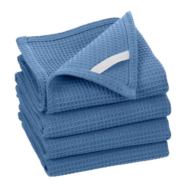 Fabstyles Broadway Waffle Cotton Kitchen Towels, Soft Quick-Drying, and Absorbent Waffle Design Multi-Purpose Wash Cloths Dish Scrubber, 28" X 18"