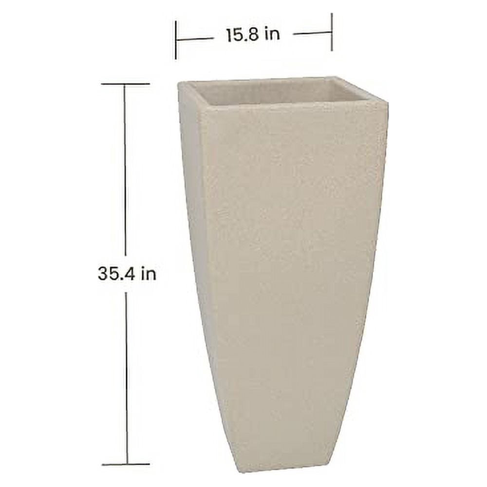 Ecobo 35.4 inches Eco-Friendly Rectangular Pot Planter, Capri Indoor/Outdoor use, Durable, Versatile & Lightweight, Designed by Brazilian Artisans, Contemporary All-Weather Design – Beige