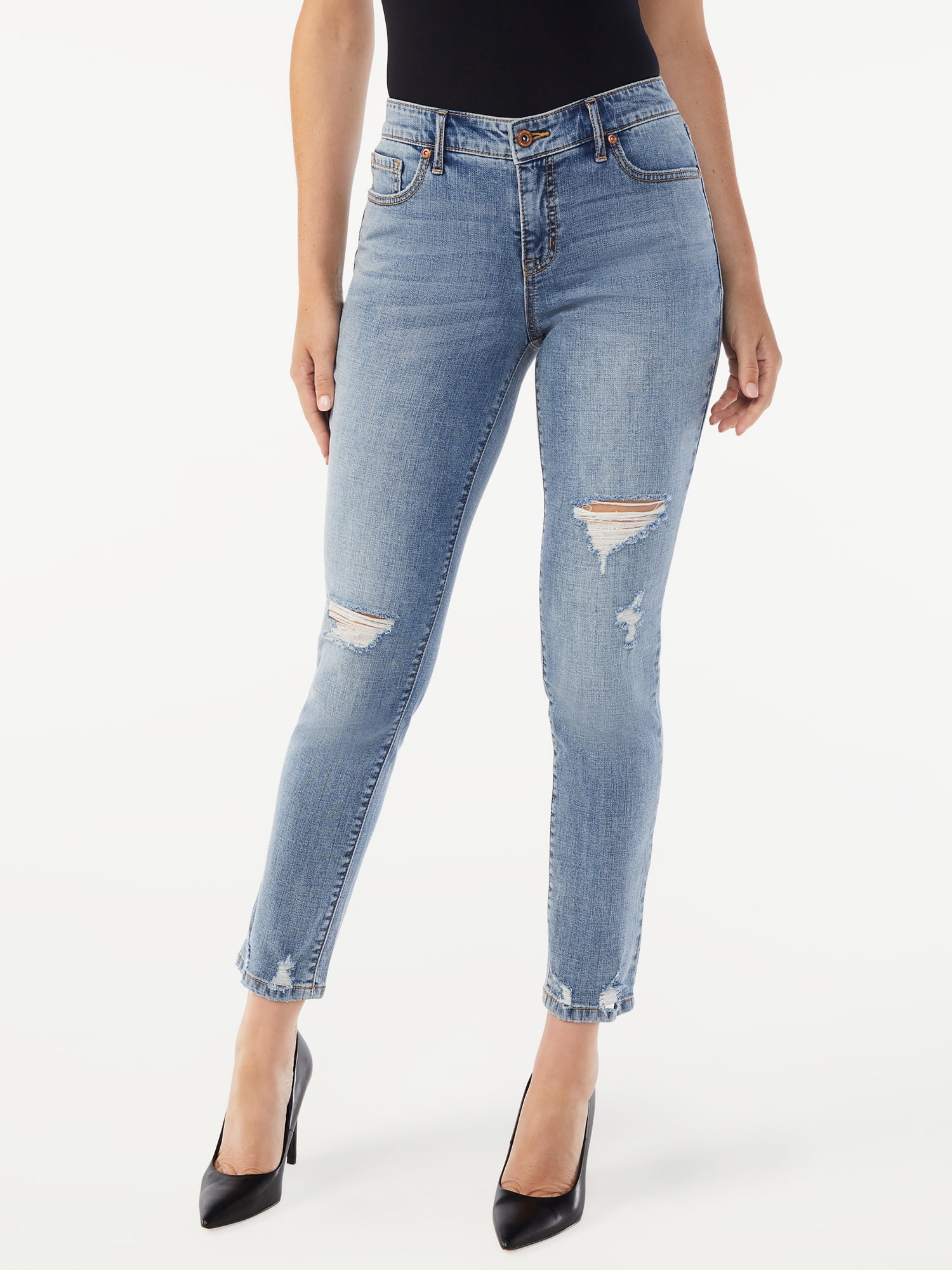 Sofia Jeans by Sofia Vergara Women's Bagi Boyfriend with Destructed Jeans