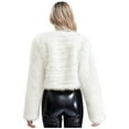 thumbnail image 2 of TiaoBug Womens Cropped Faux Fur Jacket Open Front Furry Short Coat Winter Cardigan Outerwear White M, 2 of 7