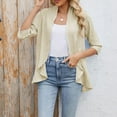 thumbnail image 7 of Oplxuo Womens Eyelets Shrugs Tops Casual Solid 3/4 Sleeve Bolero Elegant Crop Cardigan Coverup Shirts Blouse, 7 of 7