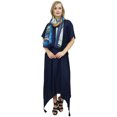 thumbnail image 3 of Bimba Women's Blue Sleeve Asymmetrical Hem Maxi Dress with Scarf-18, 3 of 9