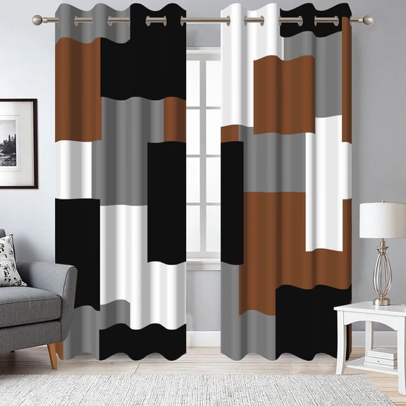 Dashan Black Grey Blackout Curtains for Living Room,Abstract Thermal Insulated Drapes for Bedroom (52Wx84L,2 Panels)