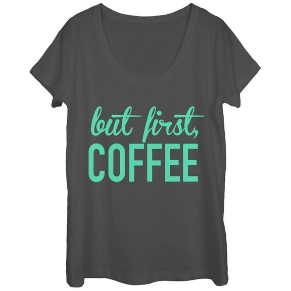 Women's CHIN UP First Coffee Scoop Neck Charcoal X Large