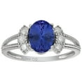 thumbnail image 2 of 14k Solid White Gold Vintage Style Oval Natural Tanzanite and Split-Shank Diamond Birthstone Engagement Ring, 2 of 6