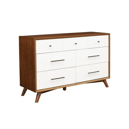 Alpine Furniture Flynn 7 Drawer Two Tone Wood Dresser In Acorn