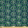 thumbnail image 2 of Ambesonne Victorian Fabric by the Yard Microfiber, Vintage Geometric Swirls, 5 Yards, Dark Teal and Pale Green, 2 of 2