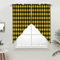 thumbnail image 2 of Swag Valance Curtains for Windows, Black Yellow Plaid Light Filtering Kitchen Curtains with Rod Pocket, Retro Country Buffalo Check Gingham Window Treatment Valances for Living Room, 36x36 - 2 PCS, 2 of 9