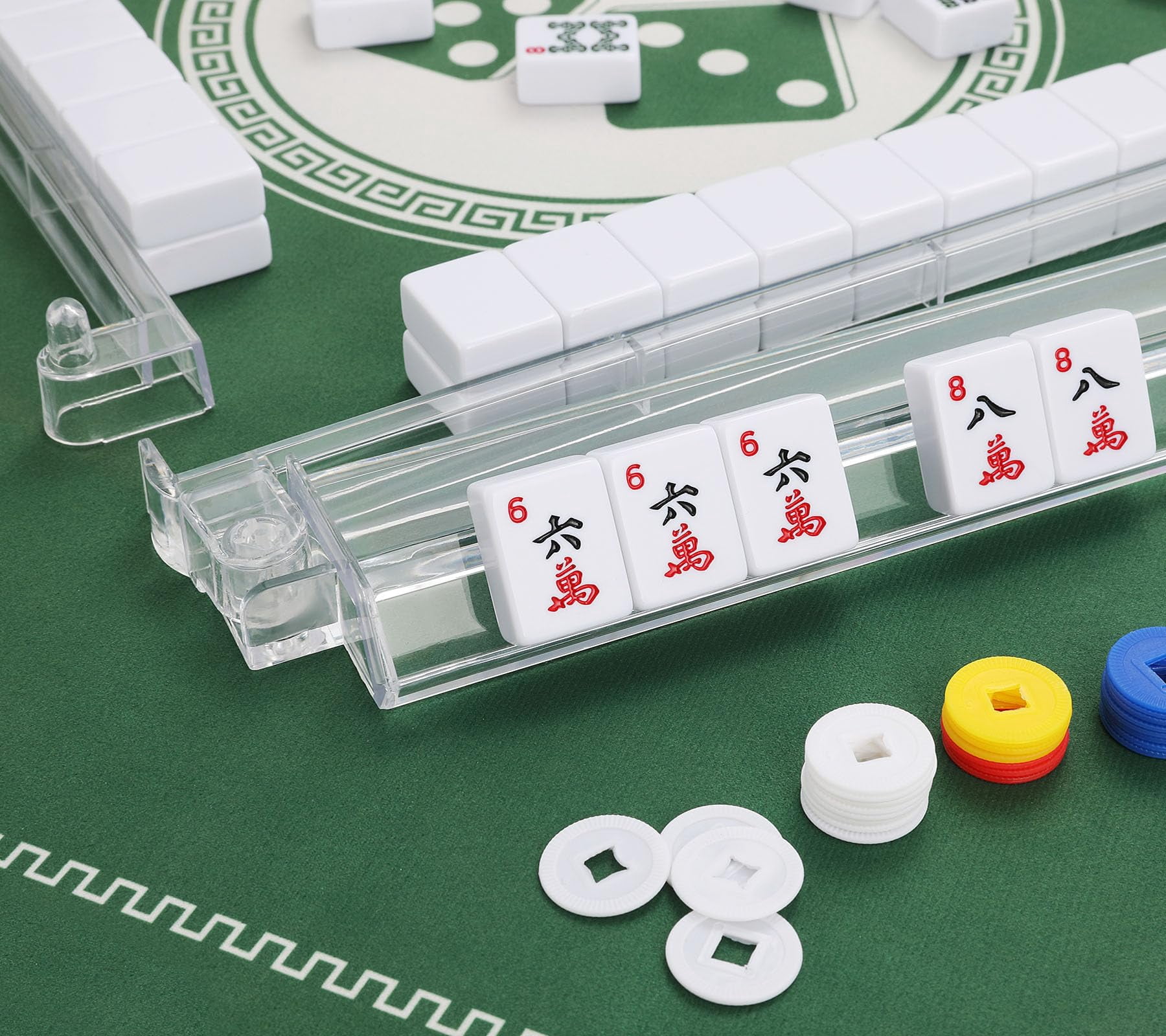 Mahjong Racks,4PCS Clear Acrylic Mahjong Racks with Pushers,American Mahjong Accessories Mahjong Gifts Transparency