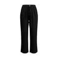 thumbnail image 4 of VEKDONE Womens Solid Color Wide Leg Pants High Waist Drawstring Business Work Pant Casual Loose Fit Lightweight Palazzo Pants Flowy Beach Pant with Pockets Black L, 4 of 5