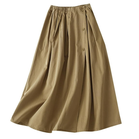 Sngxgn Skirts for Women Length Skirt Casual Long Skirt High Waisted Skirt Long Skirt(Khaki,XXL)