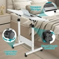 thumbnail image 3 of Tiltable Foldable Standing Desk Adjustable Height, Portable Computer Desk with Wheels, Mobile Sit Stand Small Rolling Laptop Table for Walking Pad, Bike Trainer, White, 3 of 7