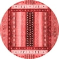 thumbnail image 1 of Ahgly Company Machine Washable Indoor Round Abstract Red Modern Area Rugs, 4' Round, 1 of 4