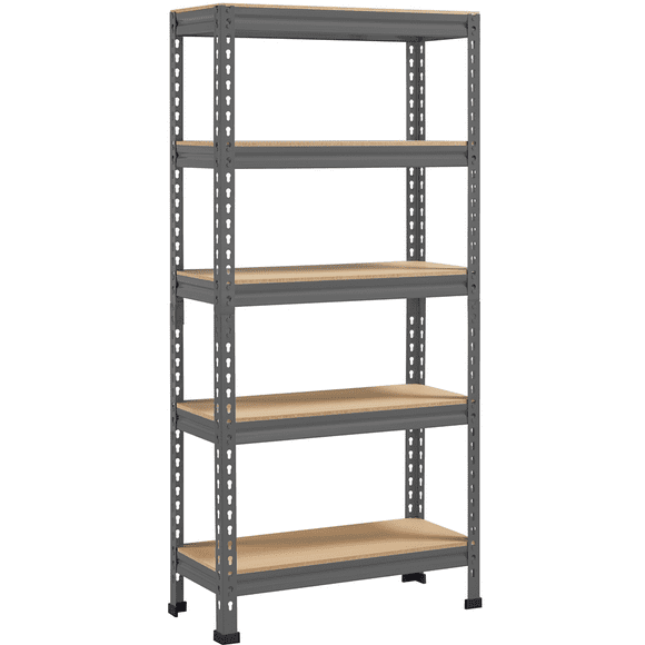 Yaheetech 5 Tiers Storage Shelf Metal Frame Organizer Rack 330LB Capacity for Each Tier, Dark Gray
