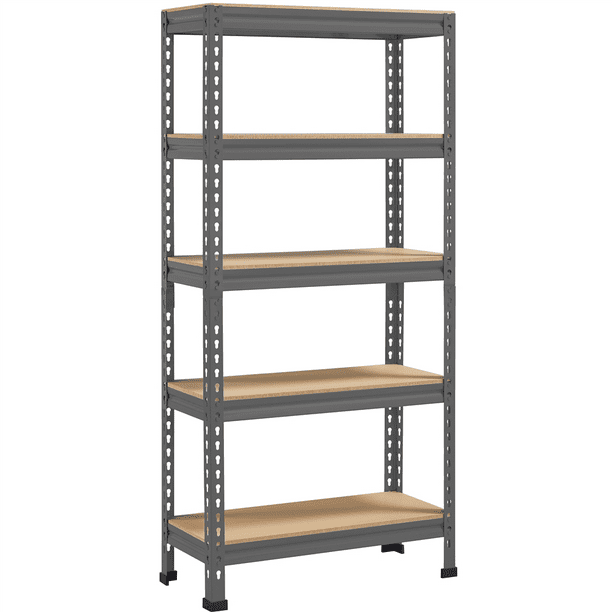 Yaheetech 5 Tiers Storage Shelf Metal Frame Organizer Rack 330LB Capacity for Each Tier, Dark Gray