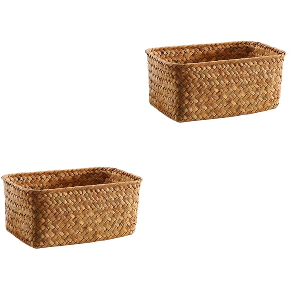 FOMIYES Seagrass Storage Basket Light Brown Handwoven for Home Use 2Pcs