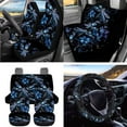 thumbnail image 2 of Uorisanigo Dragonfly Flower Front and Back Seat Covers Set Steering Wheel Cover Seat Belt Pad Car Coasters Trash Can Air Vent Organizers Rearview Mirror Cover Key Chain, Set of 15 Car Accessories, 2 of 7