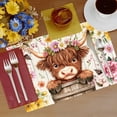 thumbnail image 6 of Highland Cow Flowers Placemats Set of 6 Farmhouse Highland Cattle Cloth Table Place Mats 11.8x17.7 Inch Non-Slip Linen Washable Table Mats Heat Resistant Placemats, 6 of 7