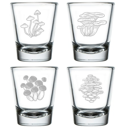 

Set of 4 Shot Glasses 1.75oz Shot Glass Gift Mushroom Collection