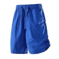 thumbnail image 4 of Costeam Womens Solid Drawstring Elastic Waist Knee Length Bermuda Shorts Side Split Hem Dual Side Hand Pockets Lightweight Woven Loose Fit Summer Casual Short Bottoms, 4 of 8